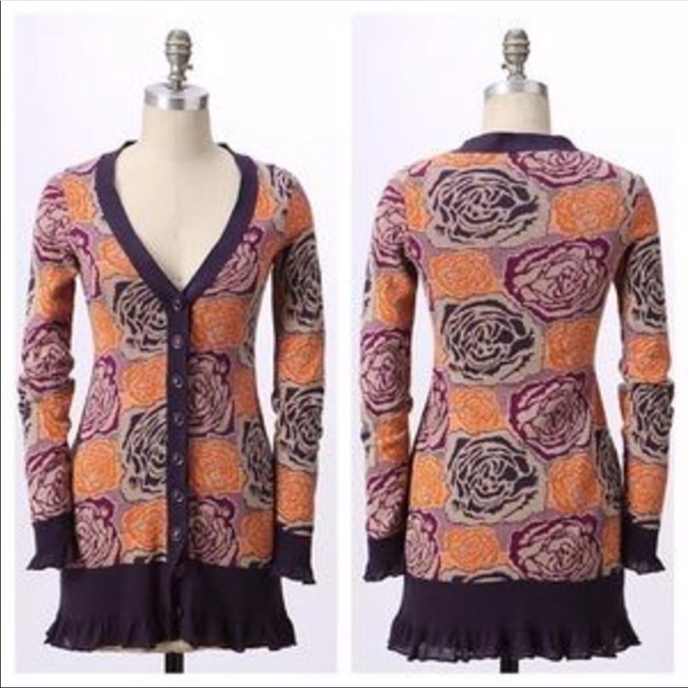 Anthropologie Rose Cardigan Sweater Multi M